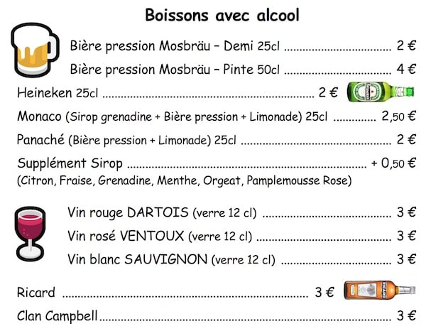 Boissons avec alcool